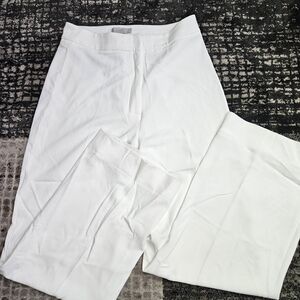 H&M Womens Size 4 Wide Straight Leg Pant Trouser Long Leg High Waist Off-White